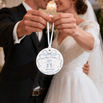 Personalised Romantic Wedding Bow Ceramic Ornament with Name and Date Christmas Tree Decor Wedding Gift for Newlyweds Couples