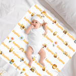 Personalised Bee Flower 100% Cotton Swaddle Blanket and Knot Hat Set with Name Birthday Baby Shower Gift for Newborns Babies