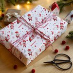 Personalised Christmas Theme Cute Santa Claus Wrapping Paper with Name Holiday Decor Christmas Gift for Family Friends