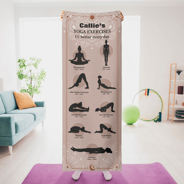 Personalized Mandala Pattern Yoga Poses Absorbent Microfiber Yoga Towel with Name Sports Accessories Holiday Party Birthday Gift for Yoga Lovers Women