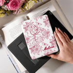 Personalized Toile De Jouy Birth Flower Portable Kindle Case with Name Daily Use Birthday Gift for Book Lovers Bookworms