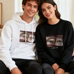 Personalized Ocean Eyes Multicolour T-shirt Sweatshirt Hoodie with Text and Photo Christmas Birthday Anniversary Gift for Family Friends