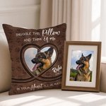 Personalized Vintage Paw Print Heart Pet Photo Soft Throw Pillow Cover with Name and Date Birthday Anniversary Memorial Gift for Pet Owners Lovers