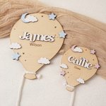 Personalized Hot Air Balloon Star Cloud Wooden Birth Announcement Sign with Name Baby Shower Birthday Gift for Newborns New Parents