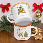 Tasse en émail multicolore 12 oz avec nom Cadeau de Noël pour les enfants