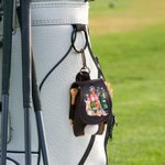 Personalised Watercolor Fashion Golf Character Name PU Leather Golf Ball Bag with Tees Holder Christmas Birthday Club Gift for Women Golf Players