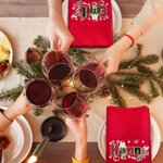 Gepersonaliseerde Kerstman Alfabet van Kerst-elementen 100% Katoenen Servet met Naam Feestelijke Tafeldecoratie Kerstcadeau voor Familie en Vrienden