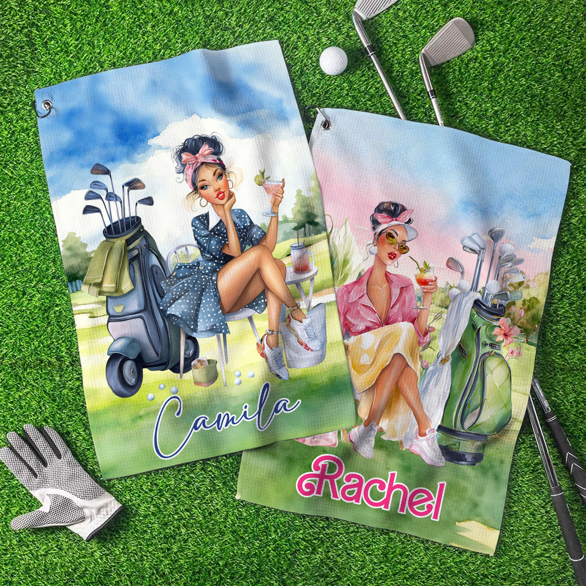 Serviette de sport super absorbante, douce et légère avec nom Cadeau d'anniversaire pour les femmes aimant le golf