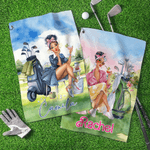 Personalized Cartoon Golf Woman Super Absorbent Soft Lightweight Sports Towel  with Name Birthday Gift for Women Golf Lovers