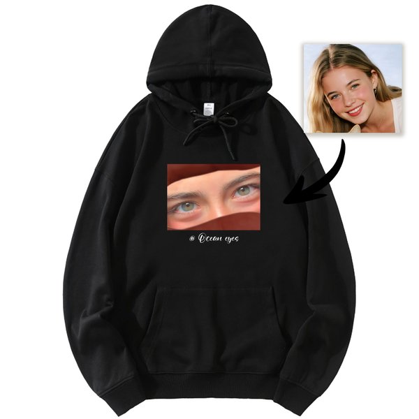 Personalised Ocean Eyes Multicolor T-shirt Sweatshirt Hoodie with Text and Photo Christmas Birthday Anniversary Gift for Family Friends
