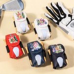 Personalised Watercolor Fashion Golf Character Name PU Leather Golf Ball Bag with Tees Holder Christmas Birthday Club Gift for Women Golf Players