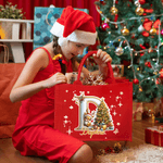 Personalisierte niedlichen Hirsch Weihnachtsbaum leuchtende anfängliche große Kapazität Jute rot Tote Tasche mit Namen Weihnachten Party Geschenk für Kinder Erwachsene