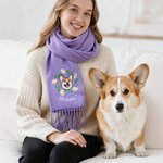 Personalised Embroidered Pet Avatar Photo Tassel Scarf with Birth Flower and Name Warm Accessory Anniversary Birthday Christmas Gift for Pet Lovers