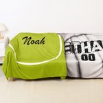 Personalized Baseball Basketball Soft Polar Fleece Hooded Blanket with Name and Number Game Day Birthday Gift for Teammate Coach Ball Sports Lovers