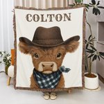 Gepersonaliseerde Rustieke Franje Western Cowboy Highland Koe Zachte 100% Katoenen Babydeken met Naam Verjaardag Baby Shower Kerstcadeau voor Nieuwe Baby Kid