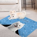 Personalised Cute 3D Cartoon Dog Multicolor Soft Throw Pet Blanket with Name Pet Birthday Adoption Anniversary Gift for Pet Lovers Owners