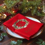 Personalisierte Weihnachtskranz Tisch-Serviette aus 100% Baumwolle mit Namen und Initiale Küche Deko Weihnachtsgeschenk für Familie Freunde