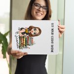 Personalised Cartoon Charatcer Flower Book Pad Case Protective Cover for iPad with Title and Name Daily Use Birthday Gift for Book Lover Bookworm