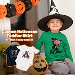 Gepersonaliseerde Tovenaarshoed Vleermuis Doodle Initiaal 100% Katoen Unisex Baby Rompertje T-shirt met Naam Halloween Feestcadeau voor Baby Jongens Meisjes