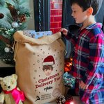 Cappello di Natale personalizzato Stella Alce Grande Coulisse Borsa regalo di Natale con nome e foto Regalo di Natale per i bambini Amici