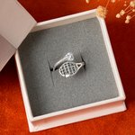 Personalized Baseball Basketball Sports Adjustable Ring with Engraved Text and Heart-Shaped Gemstone Game Day Wear Gift for Moms Sport Lovers