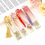 Personalised Dainty Birth Flower Tassel Bookmark with Name Christmas Birthday Library Bookish Gift for Book Lovers Friends Students
