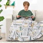 Personalised Cute Dinosaur Soft Throw Blanket with Names Home Decor Birthday Baby Shower Christmas Gift for Newborns Kids