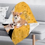 Personalised Cute 3D Cartoon Dog Multicolor Soft Throw Pet Blanket with Name Pet Birthday Adoption Anniversary Gift for Pet Lovers Owners