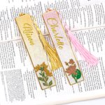 Personalised Dainty Birth Flower Tassel Bookmark with Name Christmas Birthday Library Bookish Gift for Book Lovers Friends Students