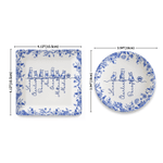 Personalised Toile De Jouy 1-7 Line Dogs Cats Ceramic Trinket Jewellery Dish with Name Memorial Birthday Gift for Women Pet Owners