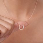 Personalised Birthstone Lucky Horseshoe Necklace Dainty Jewellery Birthday Anniversary Gift for Women Cowgirls Horse Lovers