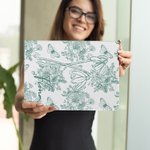 Personalized Toile De Jouy Birth Flower Pad Case Protective Cover for iPad with Name Daily Use Birthday Anniversary Gift for Women Girls