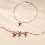 Bracelet Colibri familial personnalisé avec pierre de naissance Bijoux délicats Cadeau d'anniversaire Cadeau de Noël pour femmes