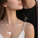 Personalized Minimalist Square Imitation Agate Stone Necklace with Initial Birthday Anniversary Gift for Women