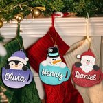 Personalized Cute Gingerbread Man Santa Claus Coffee Mug Wooden Ornament with Name Home Decor Christmas Gift for Family