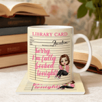 Personalised Cartoon Reading Character Ceramic Mug and Coaster Set with Name Birthday Reading Club Gift for Book Lovers Women