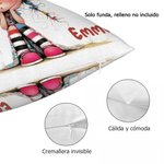 Funda de cojín personalizada con niña de dibujos animados y nombre decoración para el hogar y regalo de cumpleaños para niñas y mujeres
