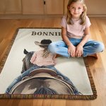 Personalized Western Cowboy Cowgirl Tassel Soft Knitted Throw Blanket with Name Home Decor Birthday Christmas Gift for Kids Baby