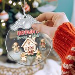 Personalisierte Schneeflocke Lebkuchen Männer Haus Glas hängenden Ornament mit Namen und Text Baumschmuck lustige Weihnachtsgeschenk für Familie Freund