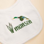 Personalized Embroidered Mallard Duck Reed Soft 100% Cotton Baby Bib with Name Feeding Accessory Baby Shower Welcome Christmas Gift for Baby Kid