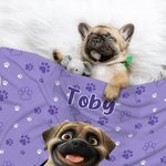 Personalised Cute 3D Cartoon Dog Multicolor Soft Throw Pet Blanket with Name Pet Birthday Adoption Anniversary Gift for Pet Lovers Owners