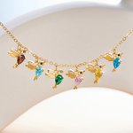 Bracelet Colibri familial personnalisé avec pierre de naissance Bijoux délicats Cadeau d'anniversaire Cadeau de Noël pour femmes