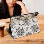 Personalized Toile De Jouy Birth Flower Pad Case Protective Cover for iPad with Name Daily Use Birthday Anniversary Gift for Women Girls