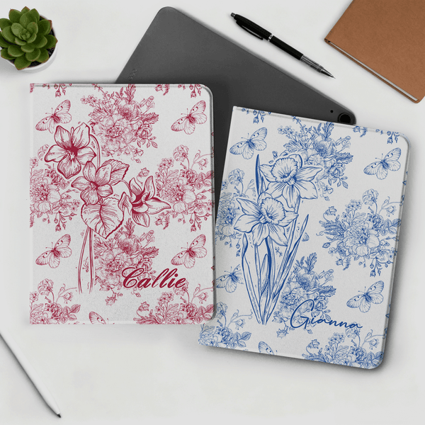 Toile de Jouy Personnalisée Housse protectrice pour iPad avec nom Utilisation quotidienne Anniversaire Cadeau pour Femme Fille