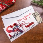 Personalized Santa Hat Snowman Money Wallet with Name for Holding Cash Gift Card Includes Free Envelope Ideal Christmas Gift for Kids