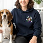 Personalized Pet Face Photo Birth Flower Soft T-shirt Sweatshirt Hoodie with Embroidered Name Birthday Christmas Gift for Pet Lovers