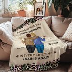 Personalisierte Leopard Cartoon Mutter und Tochter zurück Ansicht weiche Decke mit Namen Home Decor Geburtstagsgeschenk für Frauen werfen