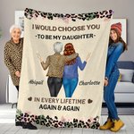 Personalisierte Leopard Cartoon Mutter und Tochter zurück Ansicht weiche Decke mit Namen Home Decor Geburtstagsgeschenk für Frauen werfen