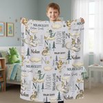Personalised Cute Dinosaur Soft Throw Blanket with Names Home Decor Birthday Baby Shower Christmas Gift for Newborns Kids