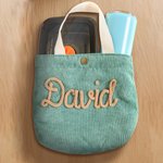 Gepersonaliseerde veelkleurige gevlochten naam corduroy lunchtas met bloem dierlijke strik accessoire dagelijkse reizen school verjaardagscadeau voor peuters kinderen